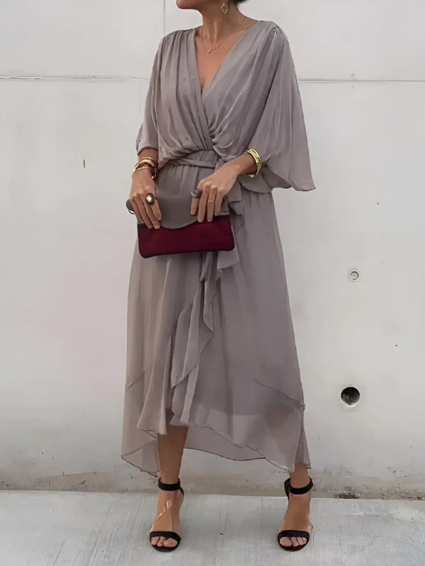 Dress For Women | Wrap Midi V-Neck
