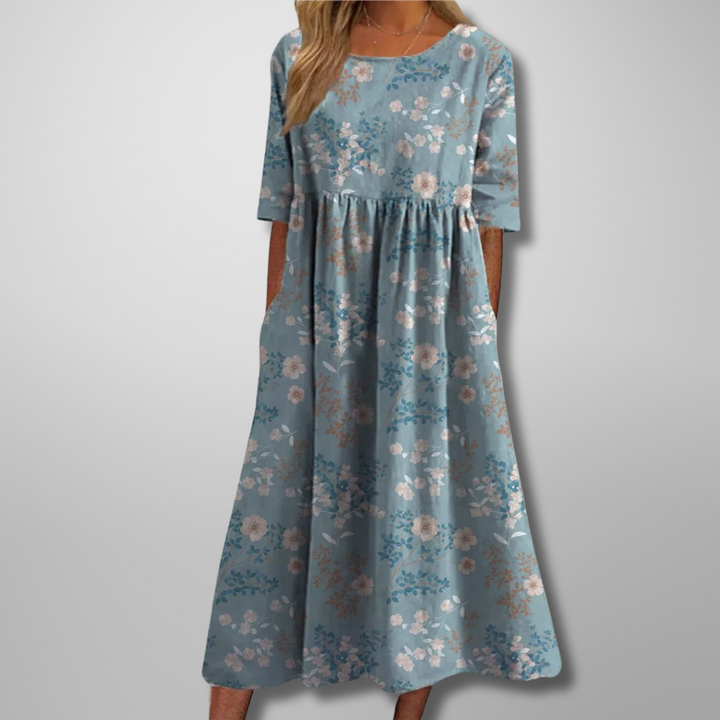 Dress For Women | Midi Round Neck Floral