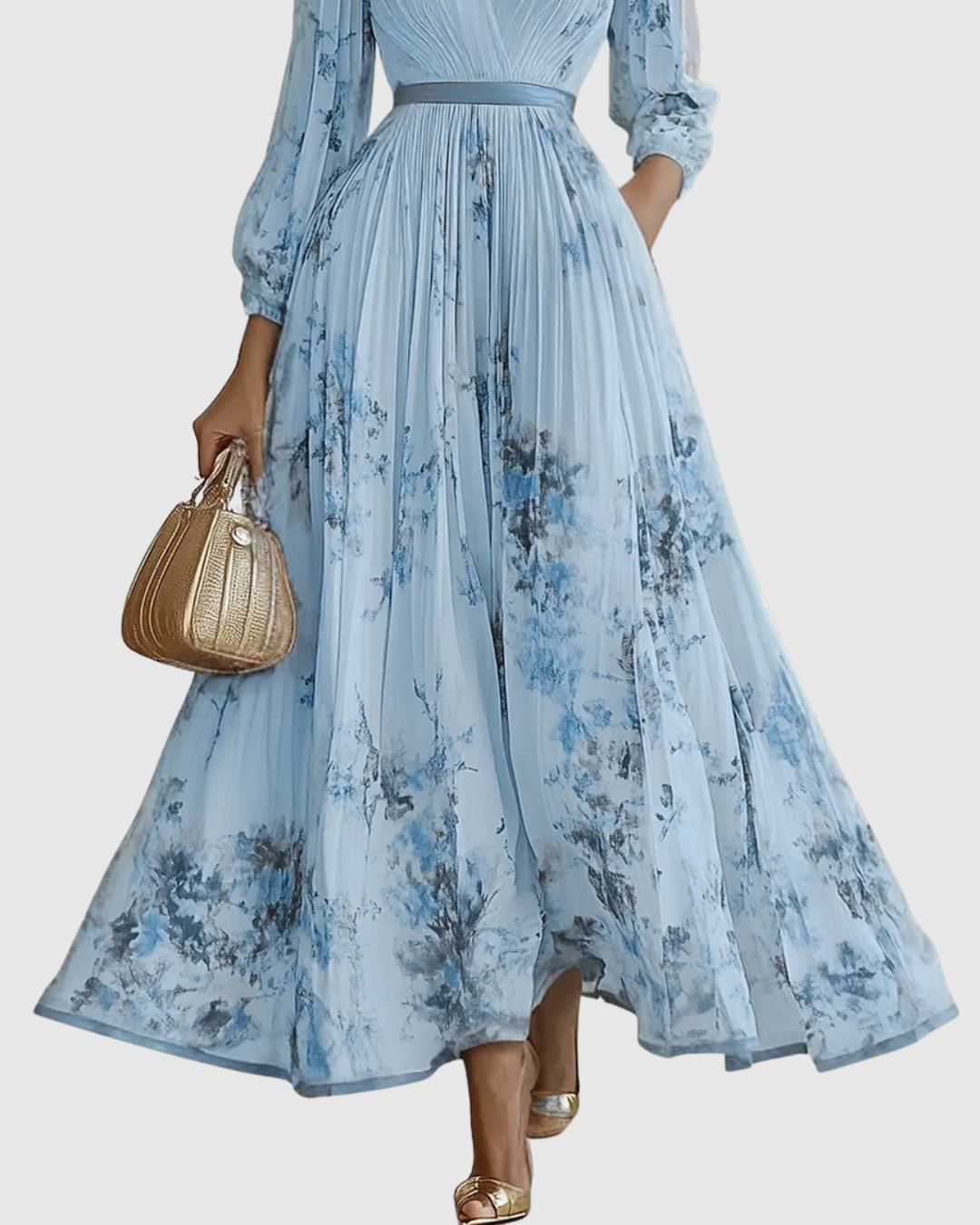 Women's Wedding Guest Midi Dress | Pleat V-Neck