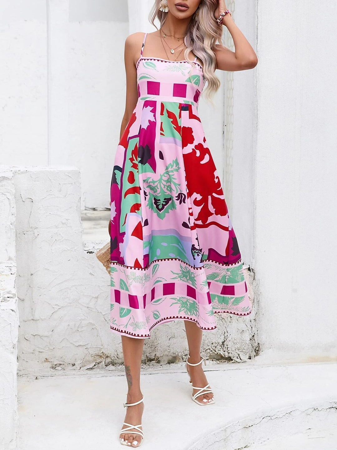 Women's Boho Midi Dress | Squareneck