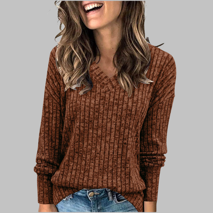 Women's oversized knit jumper with vertical rib texture