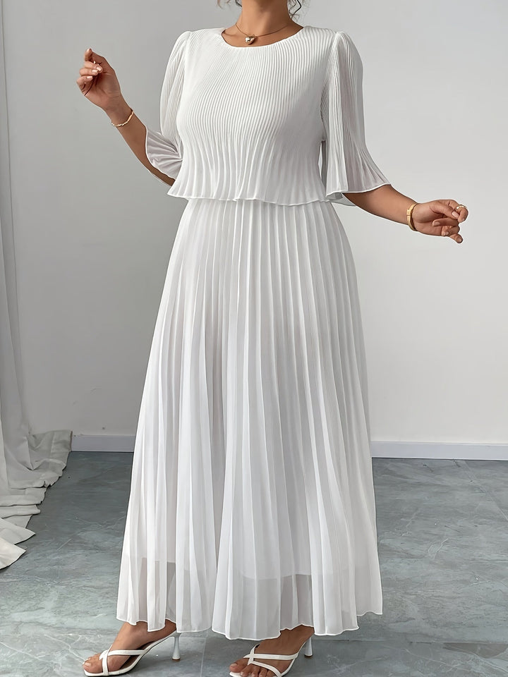Women's Wedding Guest Maxi Dress | A-Line Pleated White
