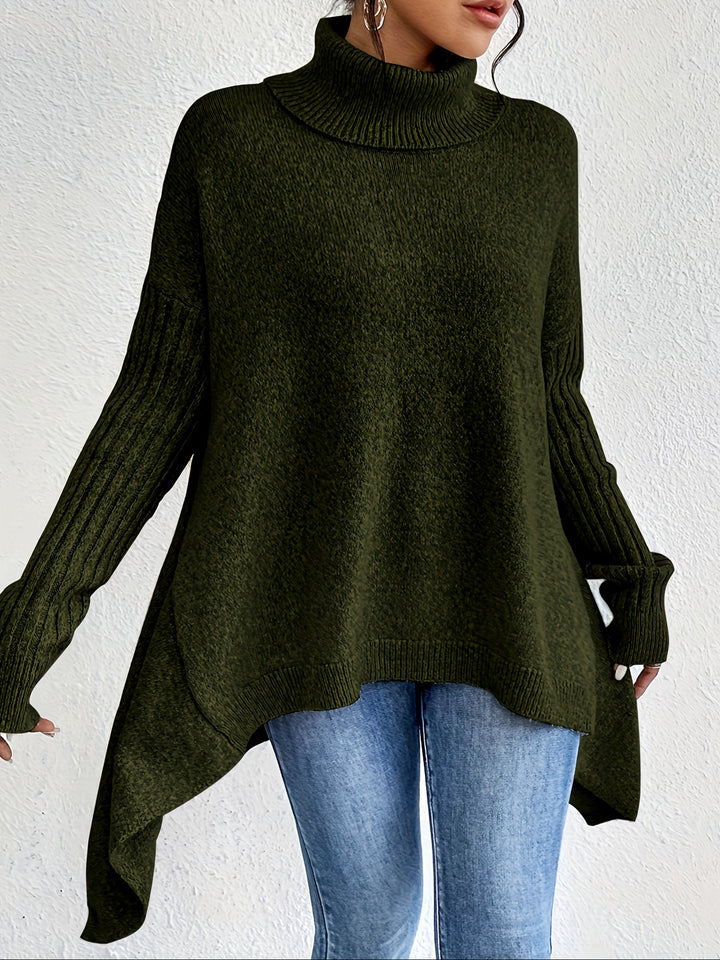 Women's Sweater | Folded Turtleneck Loose Fit