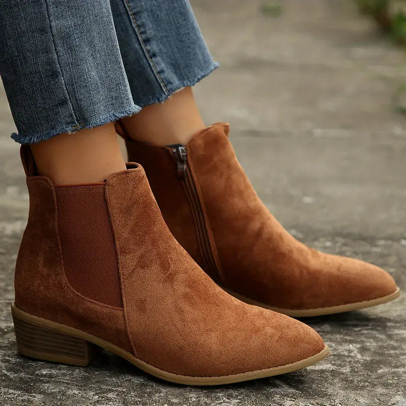 Boots For Women | Low Heel Pointed Ankle Style