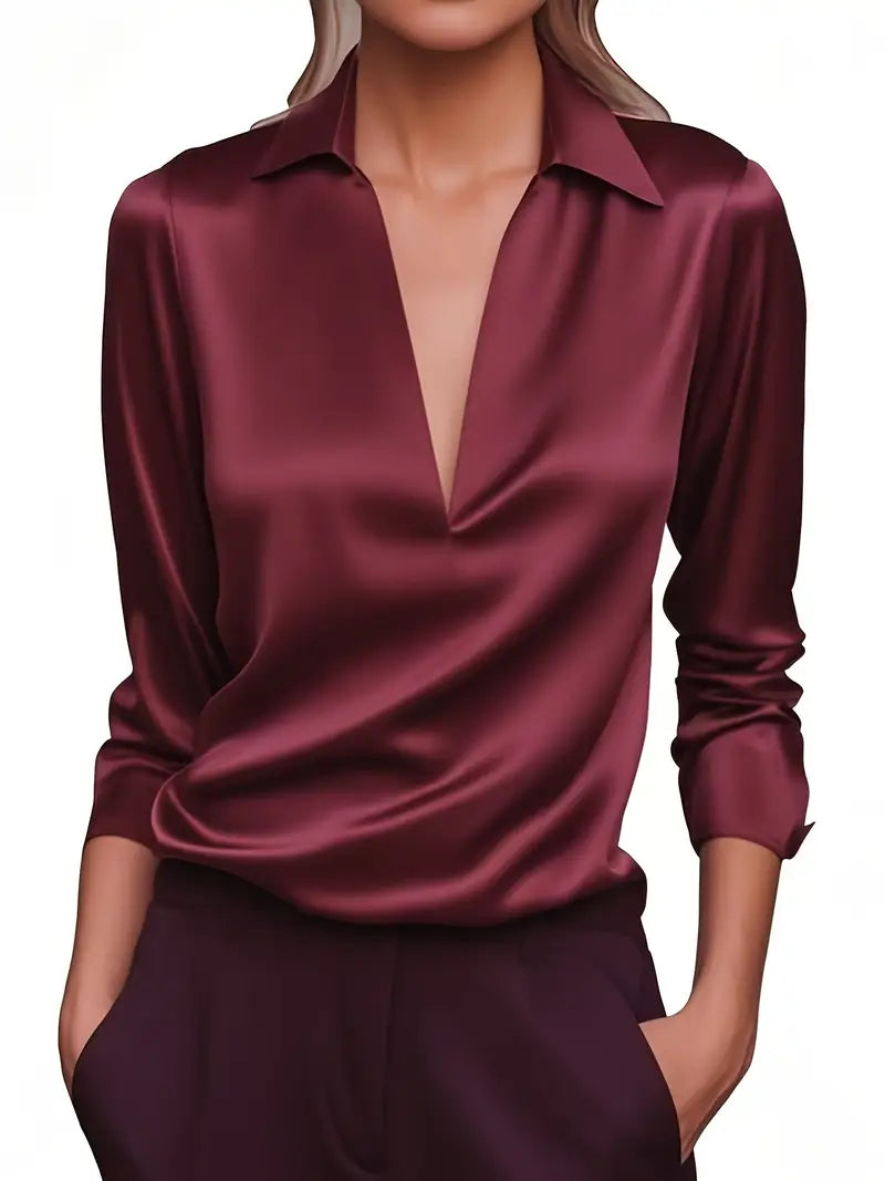 Blouse For Women | Draped Neck Long Sleeve