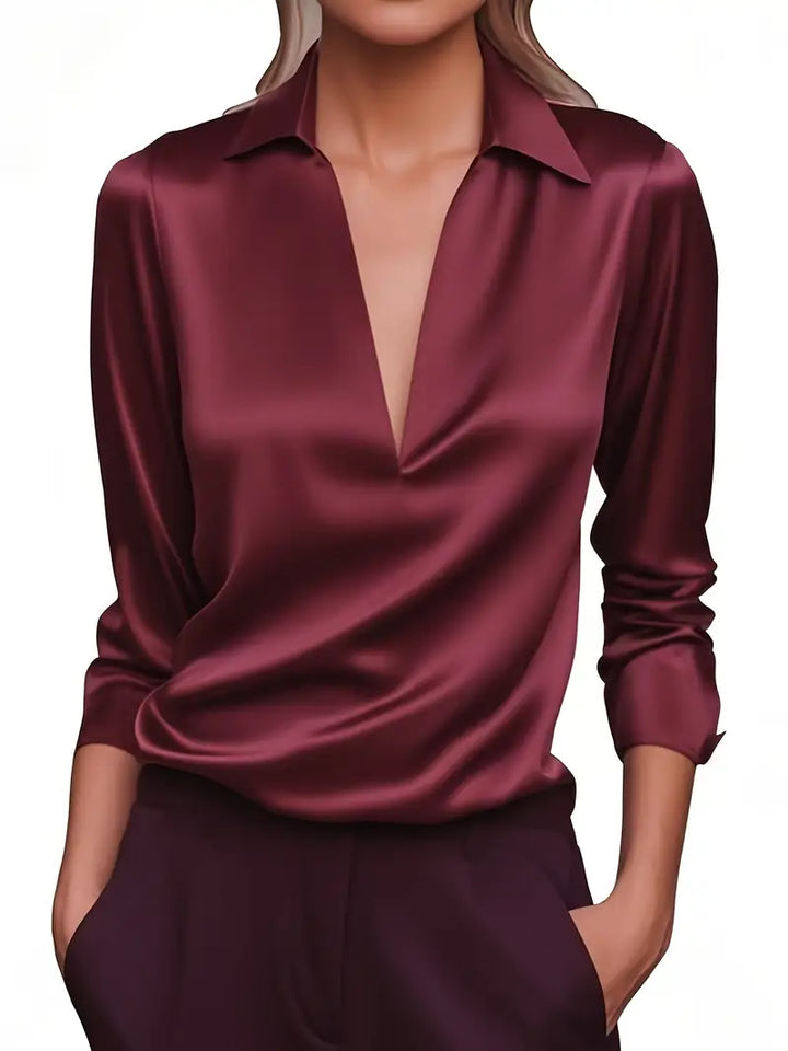 Blouse For Women | Draped Neck Long Sleeve