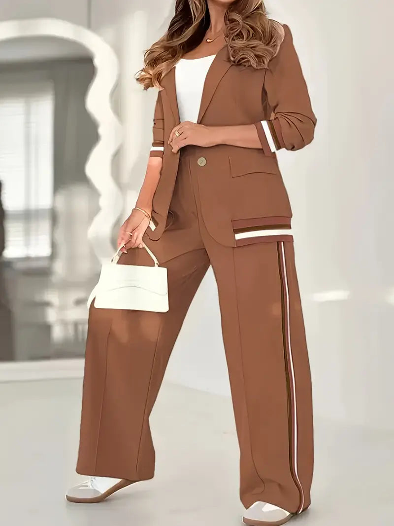 Women’s Lounge Set | Blazer Jacket & Wide Leg Pants