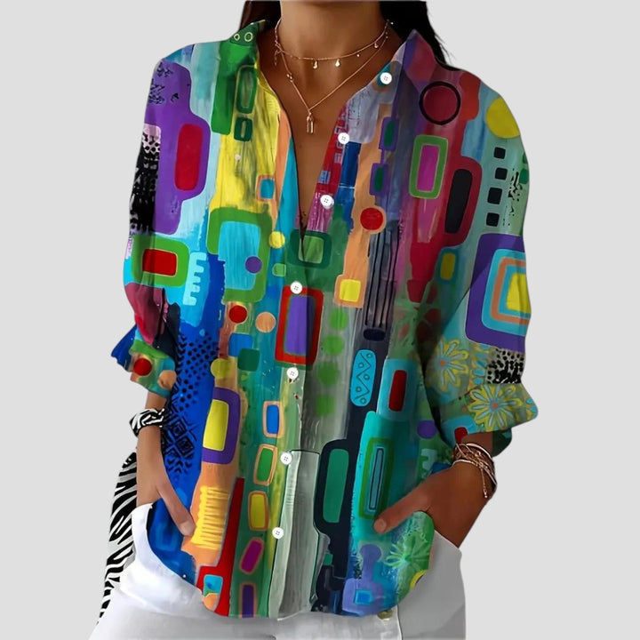 Women’s Blouse | Vibrant Geometric Pattern