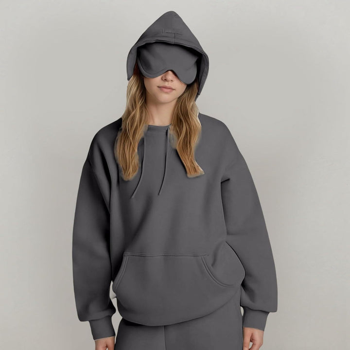 Women's hooded sweatshirt and jogger trouser set with relaxed fit