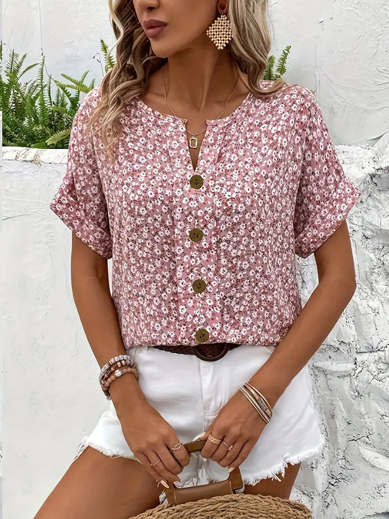 Women’s Blouse | Floral Button-Front