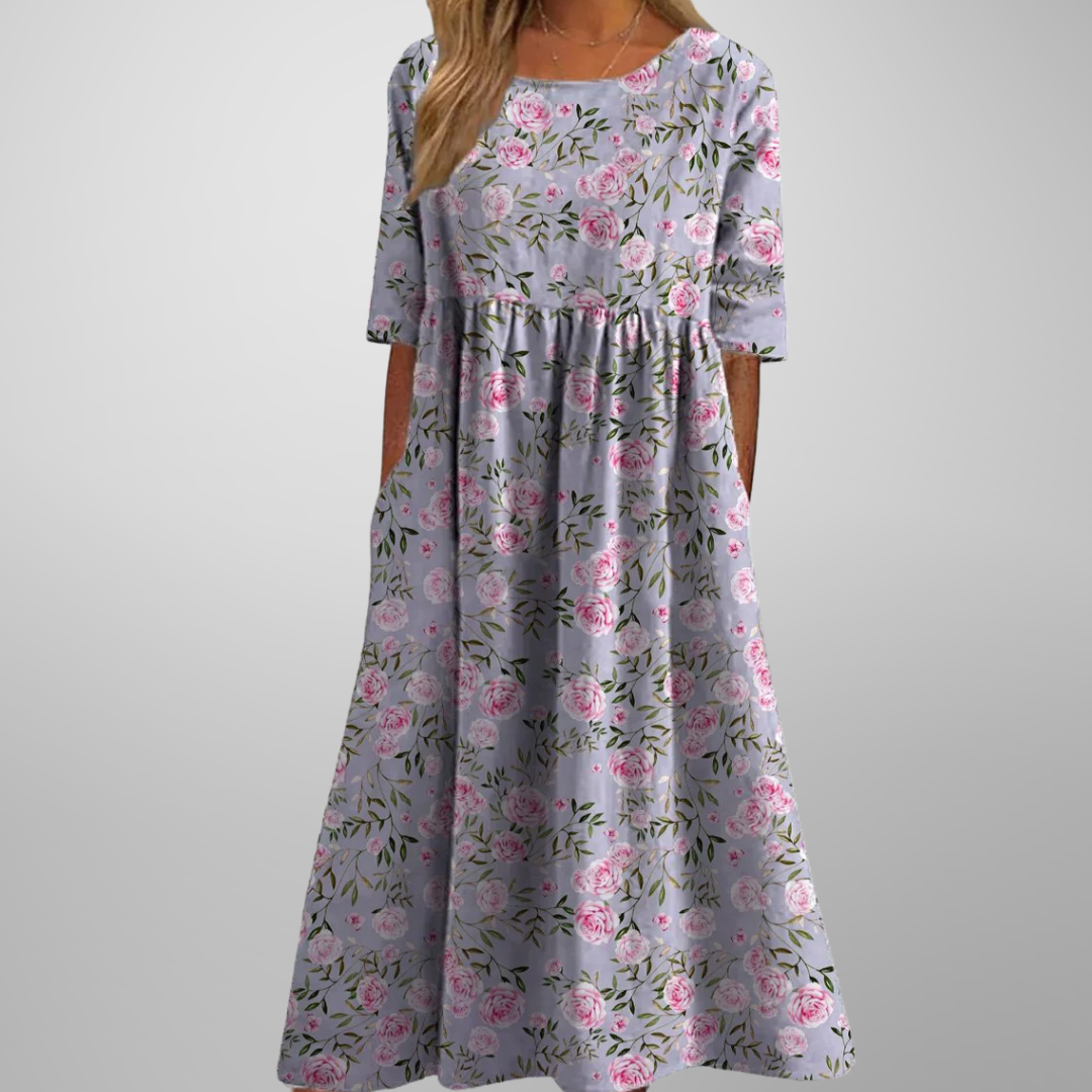 Dress For Women | Midi Round Neck Floral