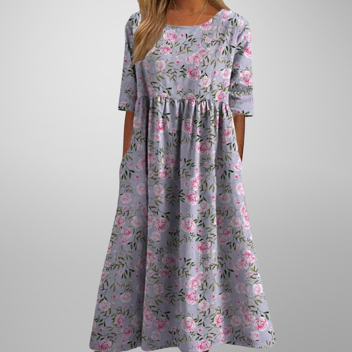 Dress For Women | Midi Round Neck Floral