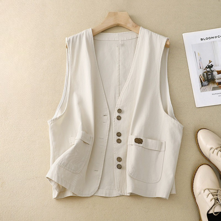 Woman's Vest | Patch Pockets Buttons Down