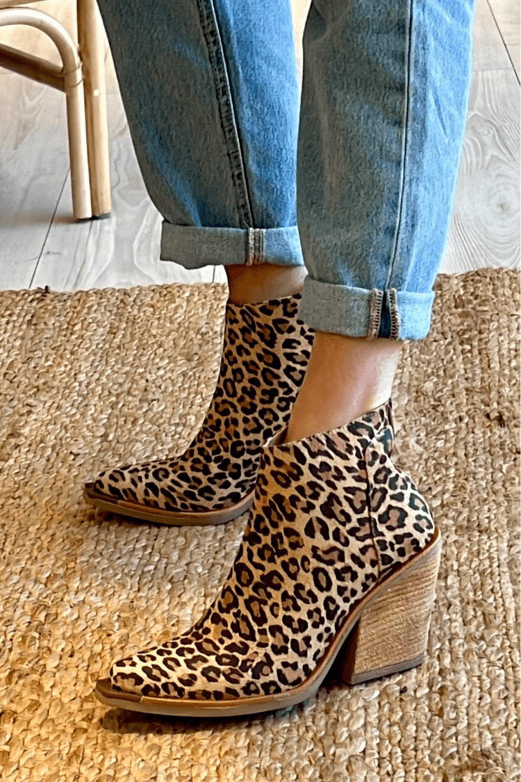 Boots For Women | Patterned Block Heel Ankle