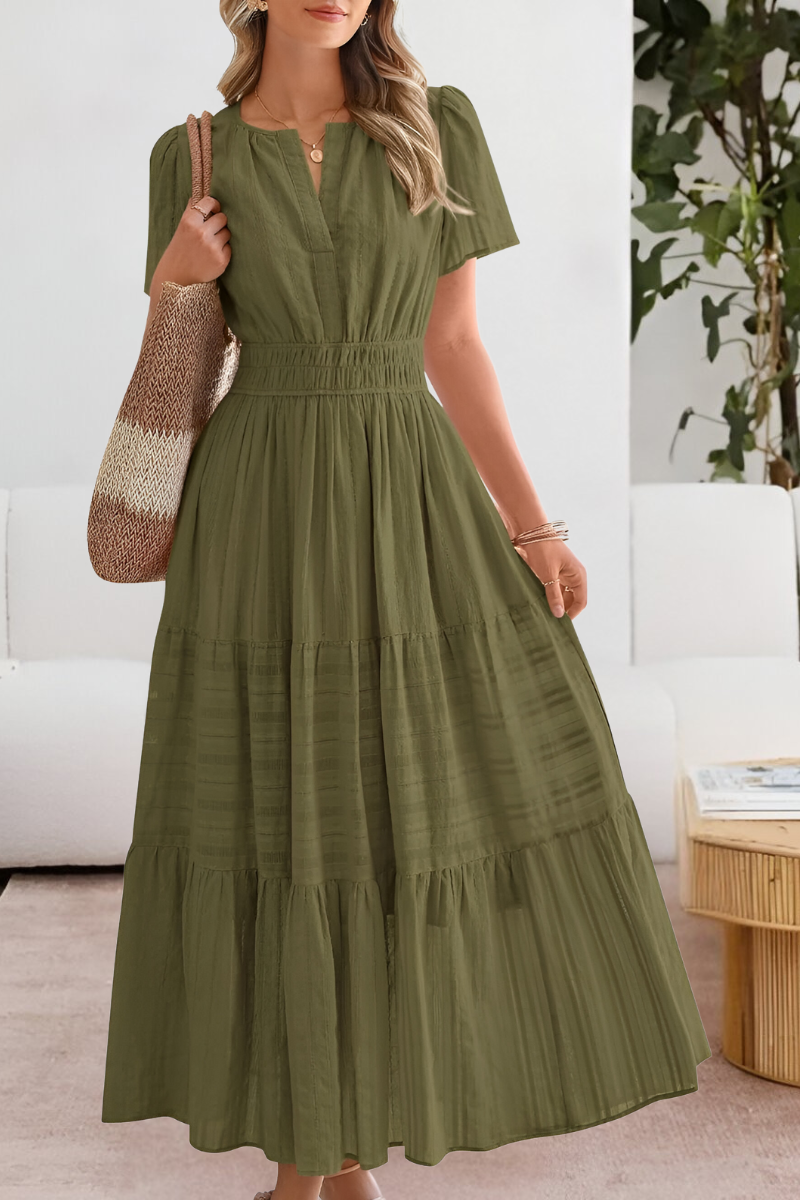 Women's Dress | Short Sleeve Maxi Tiered Skirt