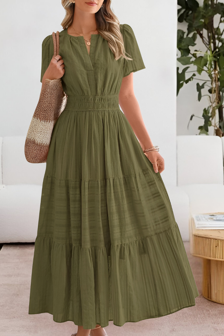 Women's Dress | Short Sleeve Maxi Tiered Skirt