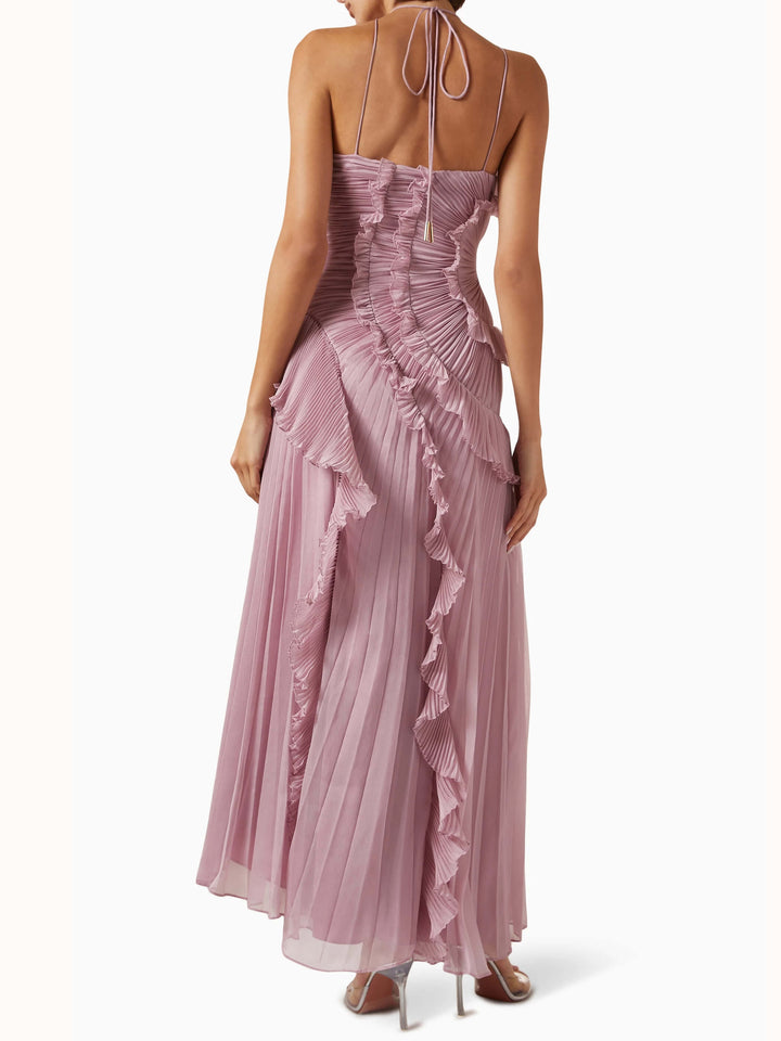 Women's Wedding Guest Maxi Dress | Sleeveless Pleat Asymmetric