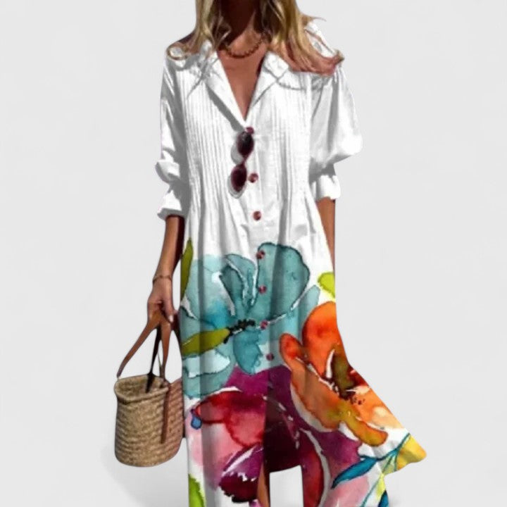 Women's Boho Maxi Dress | Botanical Longsleeve
