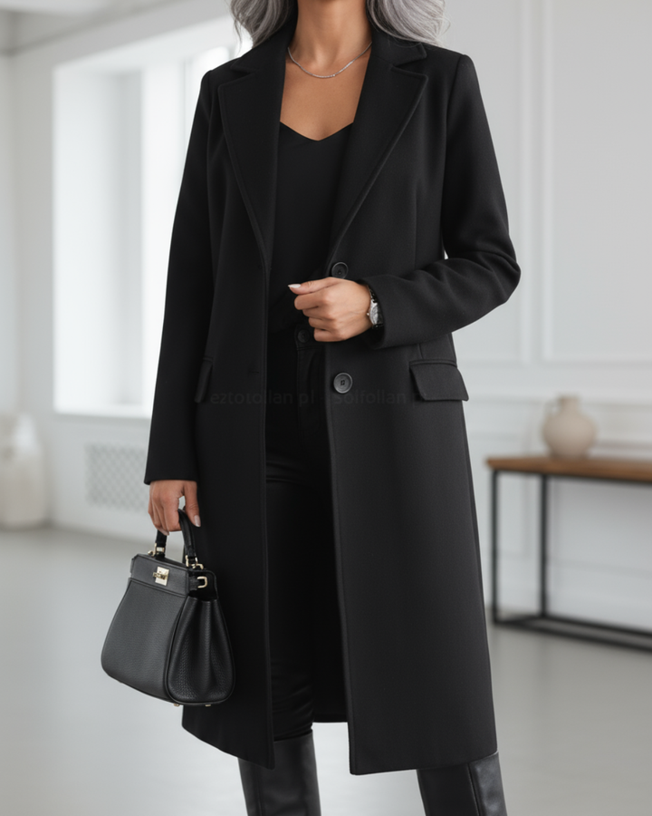 Coat for Women | Long Tailored Lapel Button Front