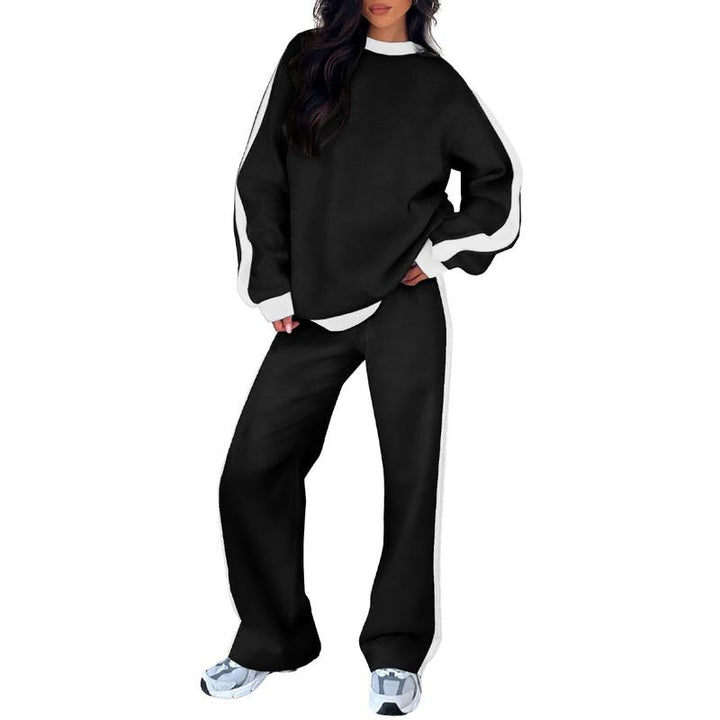 Women's Sweatshirt Set | Crew Neck Top & Wide Leg Pants