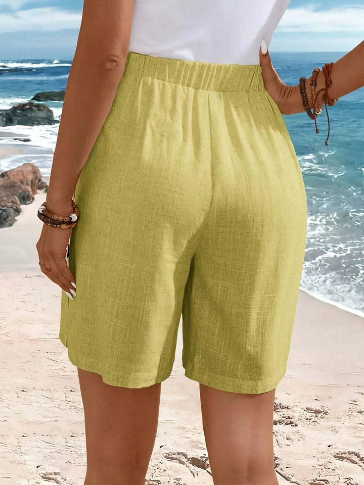 Shorts for Women | Wrap Front Button High Waist