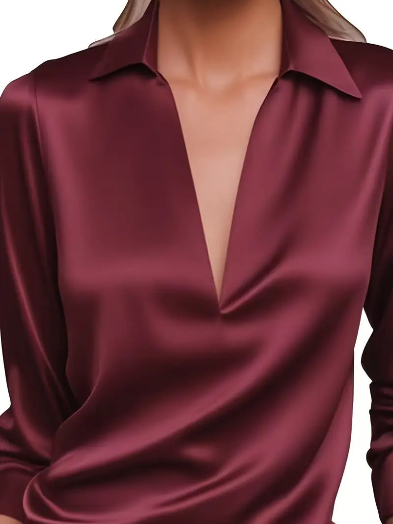 Blouse For Women | Draped Neck Long Sleeve