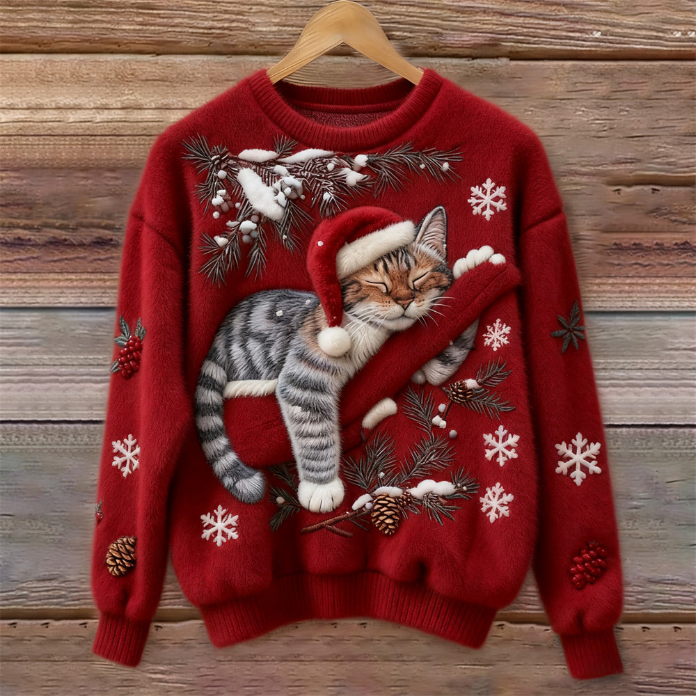 Women’s Sweater | 3D-Effect Kitten Graphic