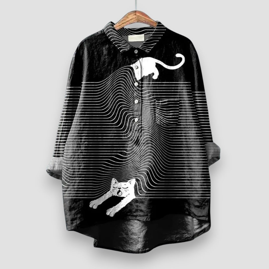 Blouse For Women | Artistic Print Button Front