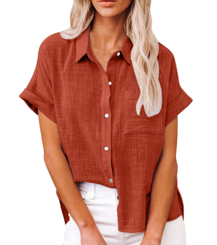 Women’s Blouse | Button-Down Cuffed Sleeves