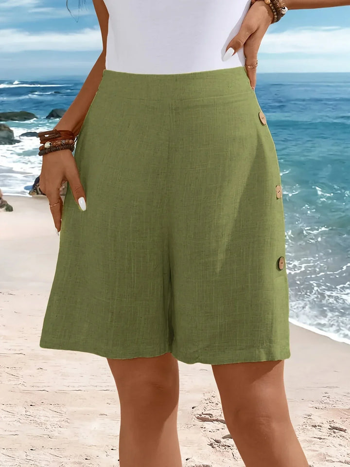 Shorts for Women | Wrap Front Button High Waist