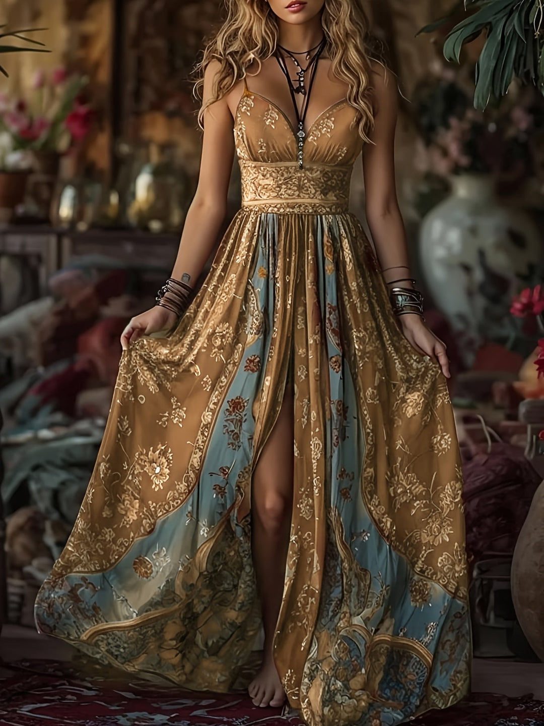 Women's Boho Maxi Dress | Floral Beach