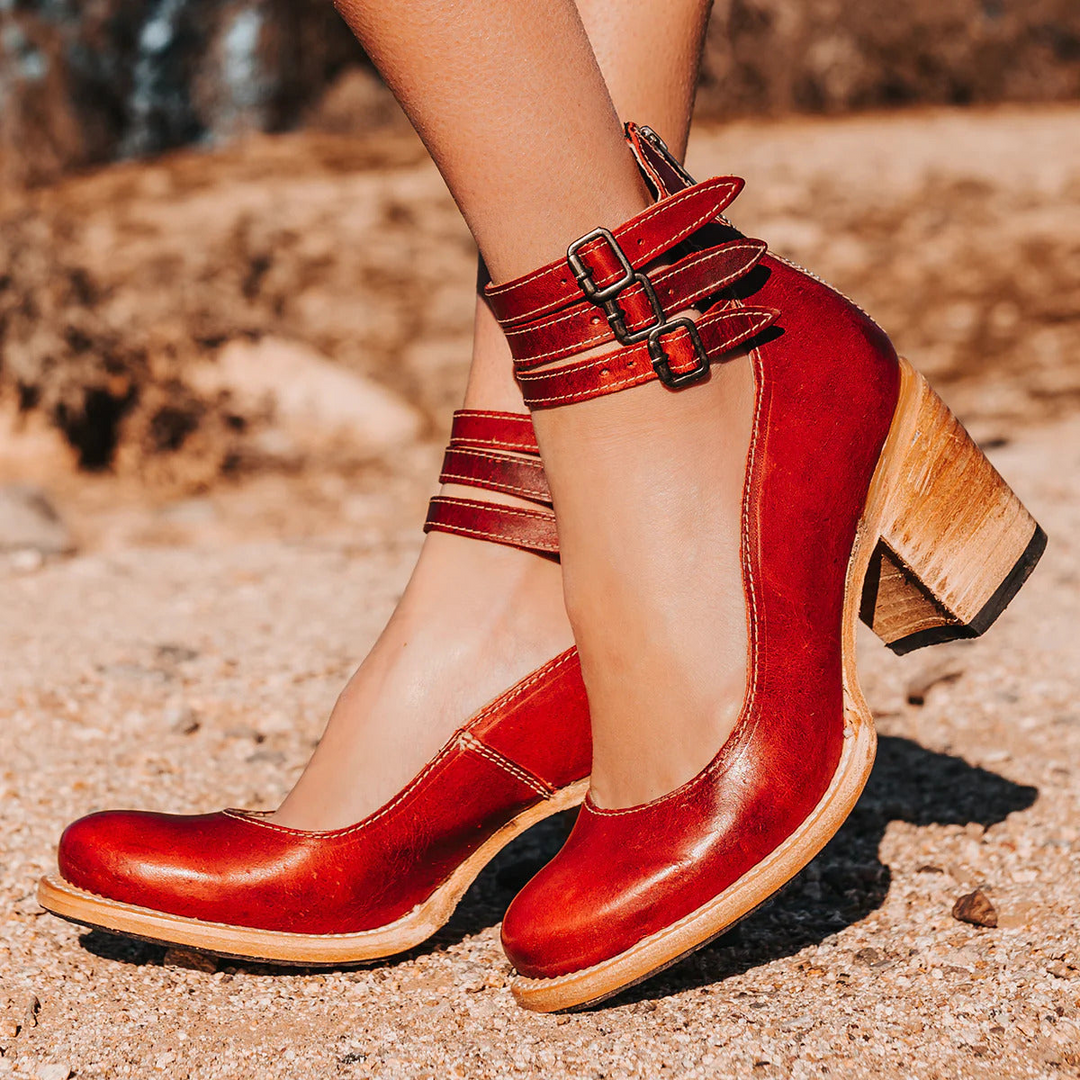 Heels For Women | Buckle Strap Block Style