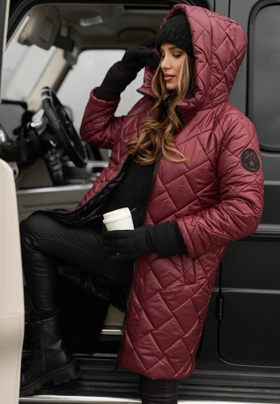 Coat for Women | Quilted Padded Long Winter with Hood