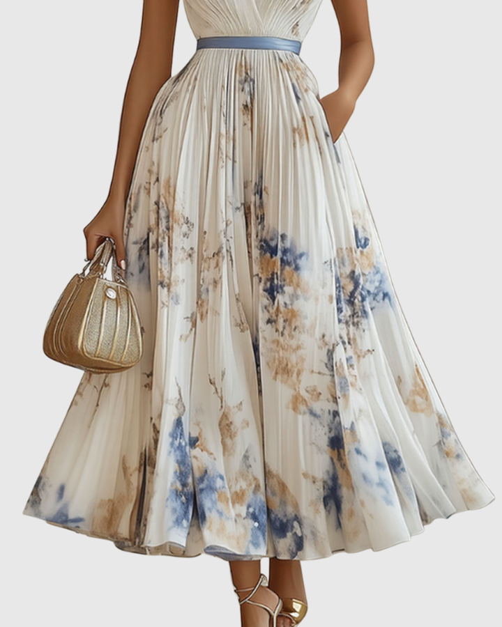 Women's Wedding Guest Midi Dress | Pleat V-Neck