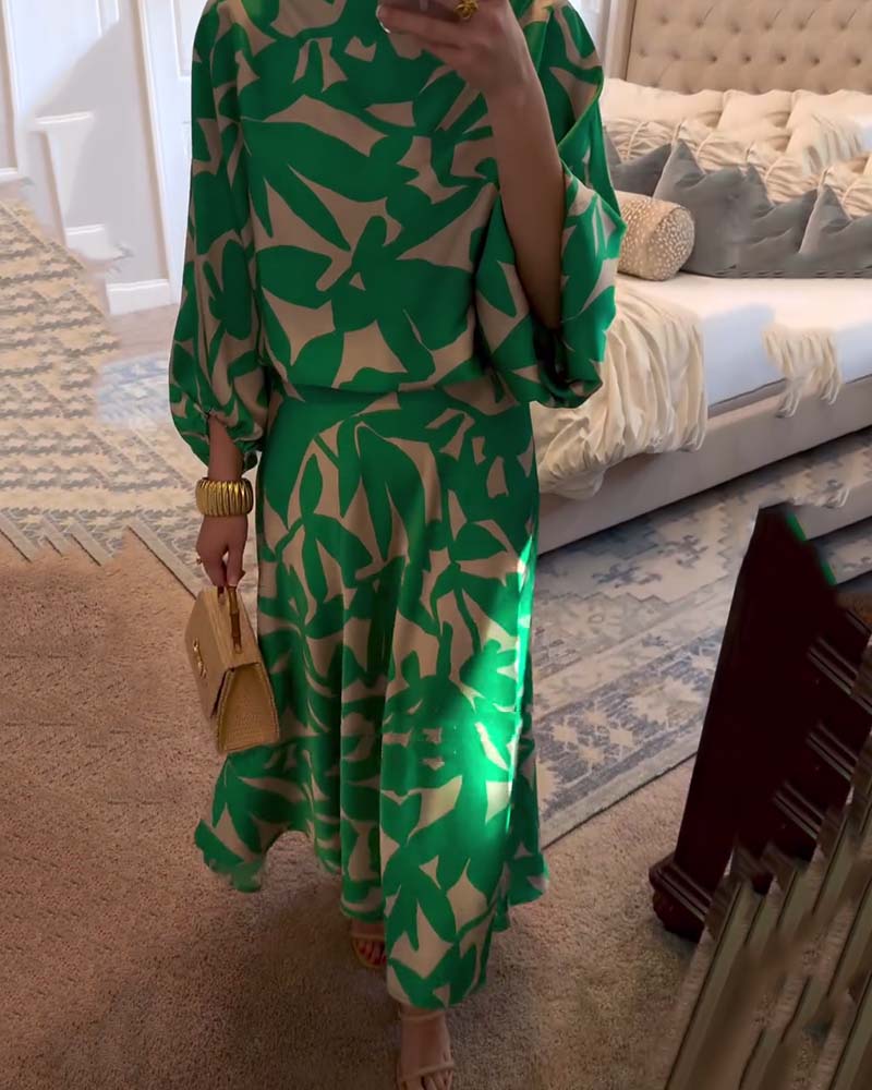 Women’s Coordinated Set | Long Sleeve Top & Midi Skirt