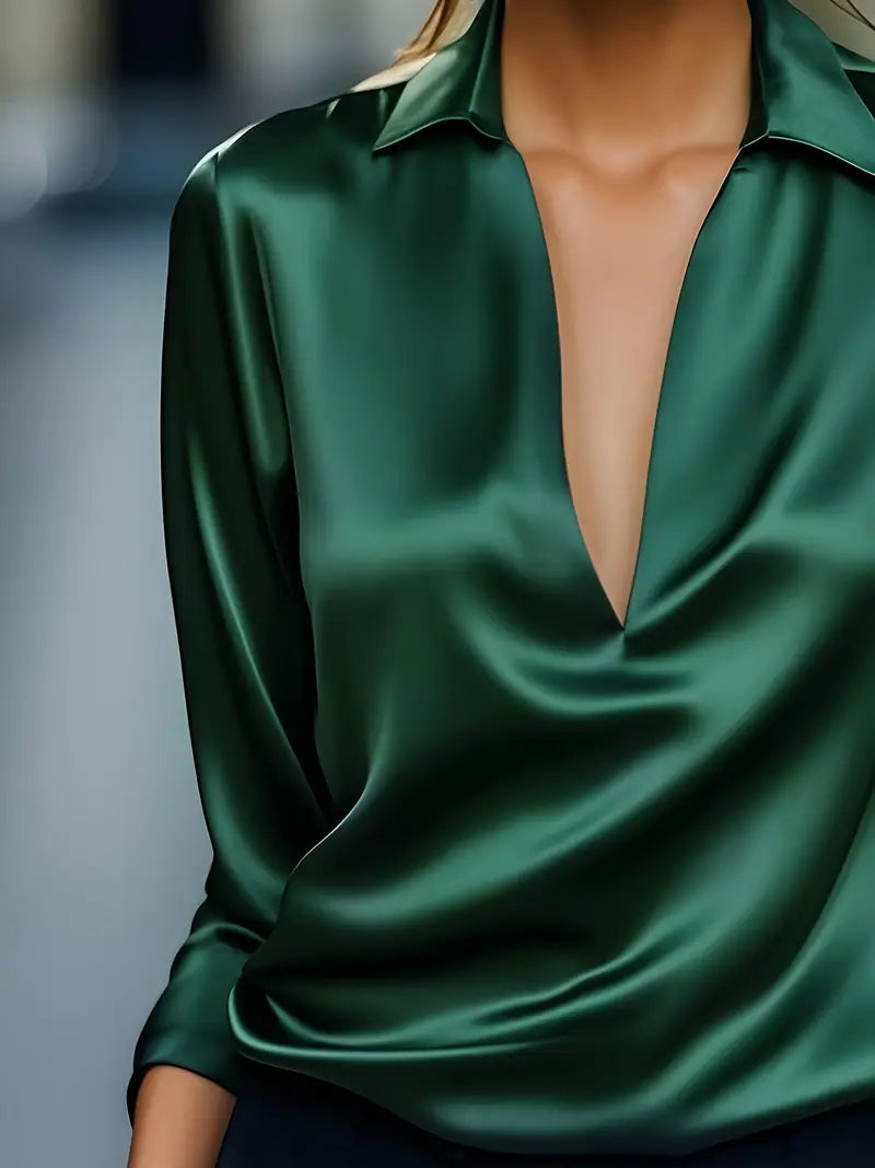 Blouse For Women | Draped Neck Long Sleeve