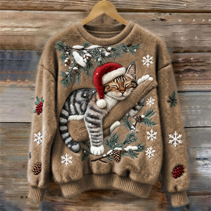 Women’s Sweater | 3D-Effect Kitten Graphic