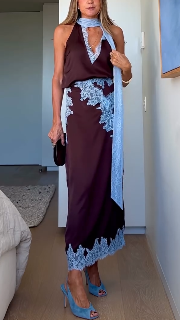 Women’s Coordinated Set | Halter Top & Midi Skirt