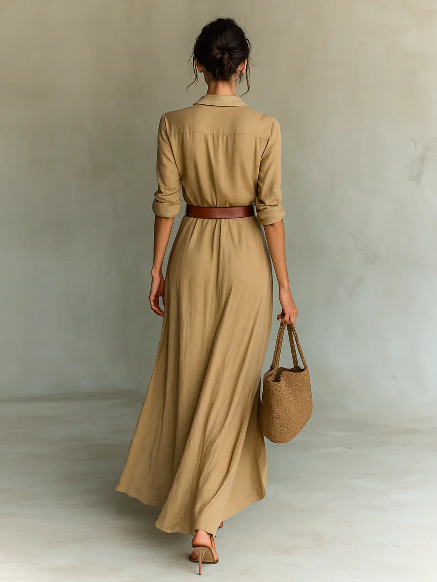 Women’s Dress | Belted Long-Sleeve Maxi