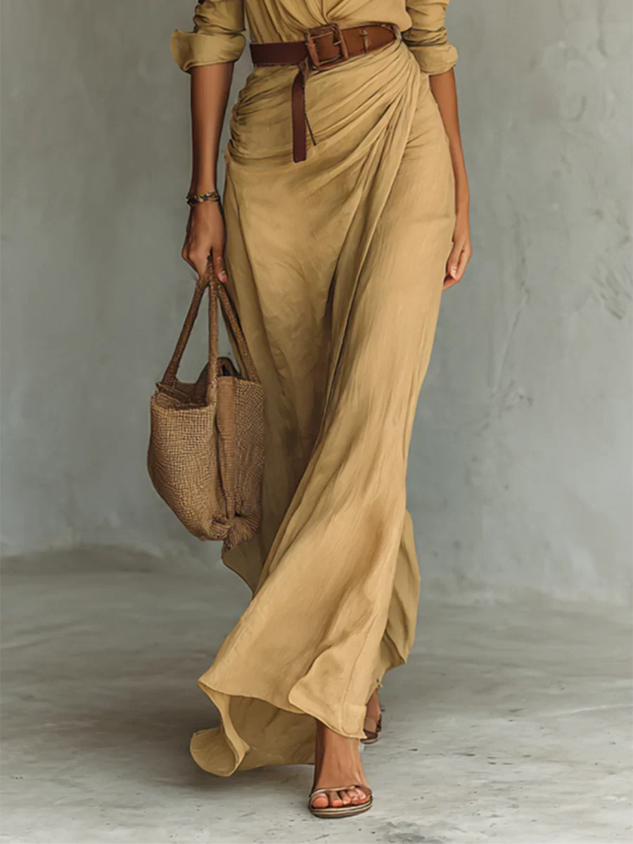 Women’s Dress | Belted Long-Sleeve Maxi