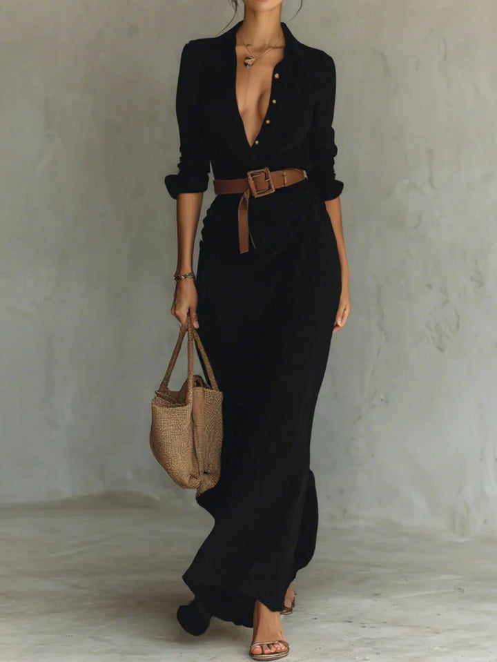 Women’s Dress | Belted Long-Sleeve Maxi