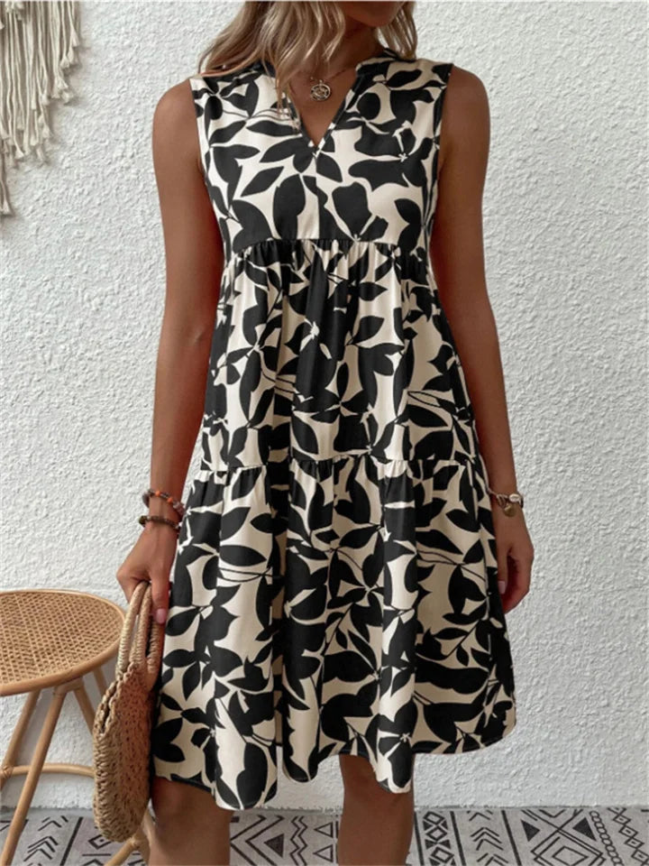 Casual Dress for Women | V-neckline Sleeveless Midi
