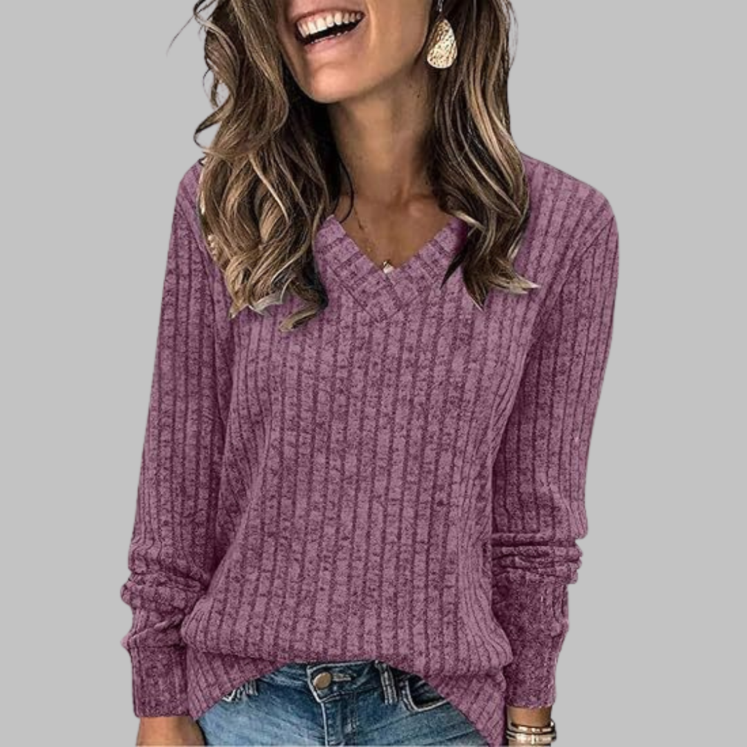Women's oversized knit jumper with vertical rib texture