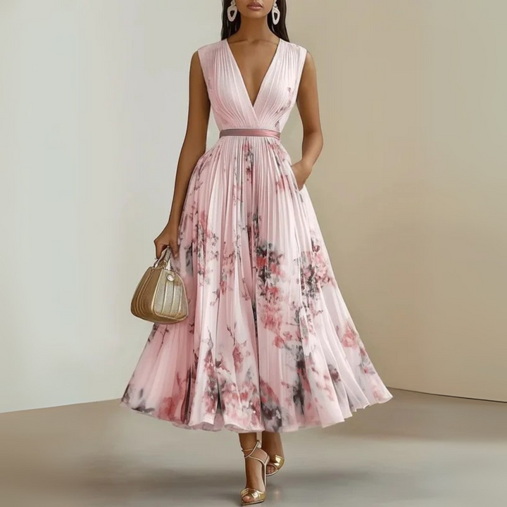 Summer Dress For Women | Midi V-Neck Floral Fit