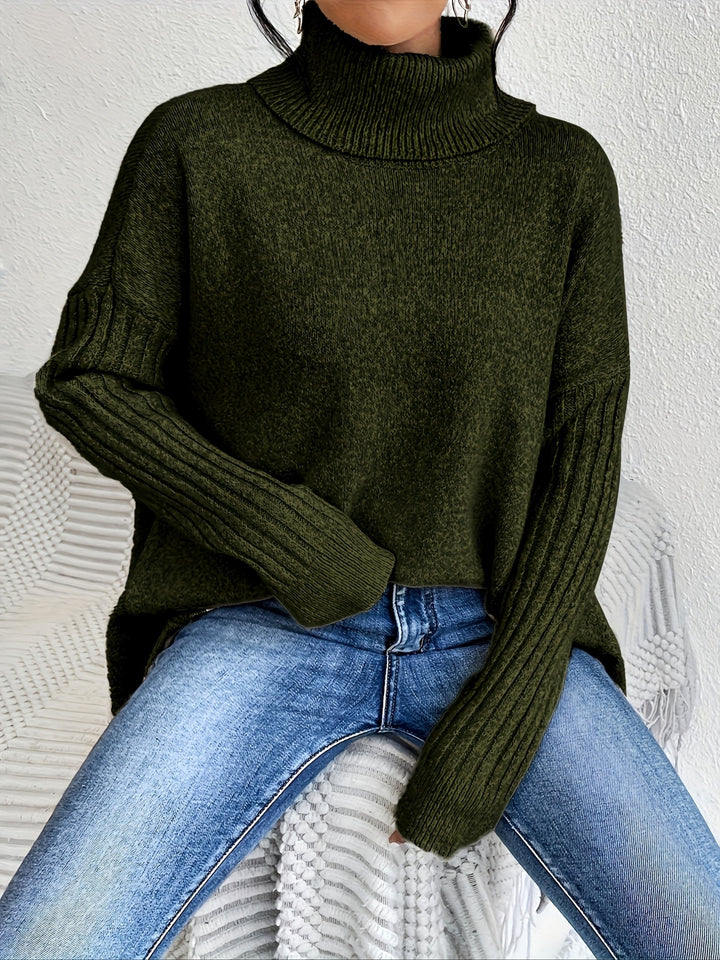 Women's Sweater | Folded Turtleneck Loose Fit