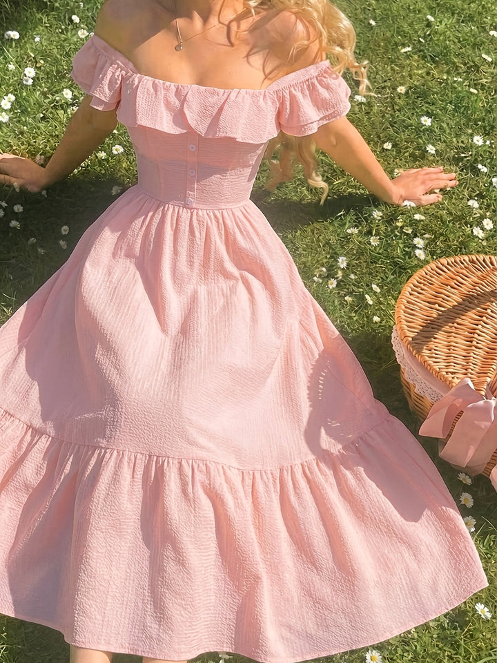 Women's Cocktail Maxi Dress | Ruffled Off-Shoulder