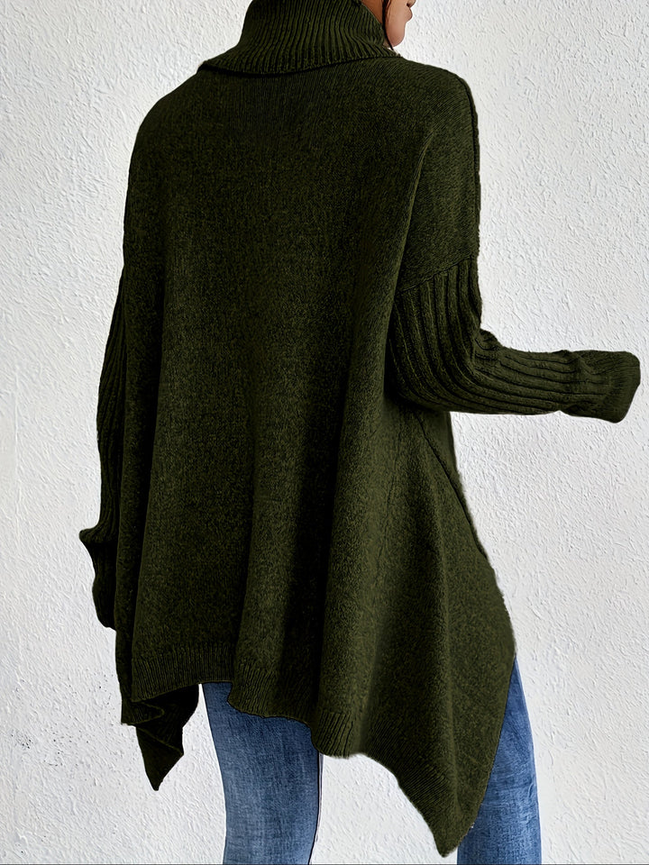Women's Sweater | Folded Turtleneck Loose Fit