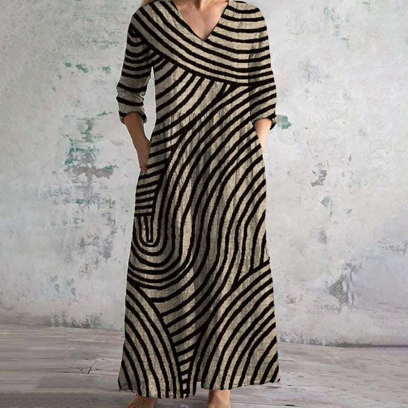 Dress For Women | Midi Vintage Striped