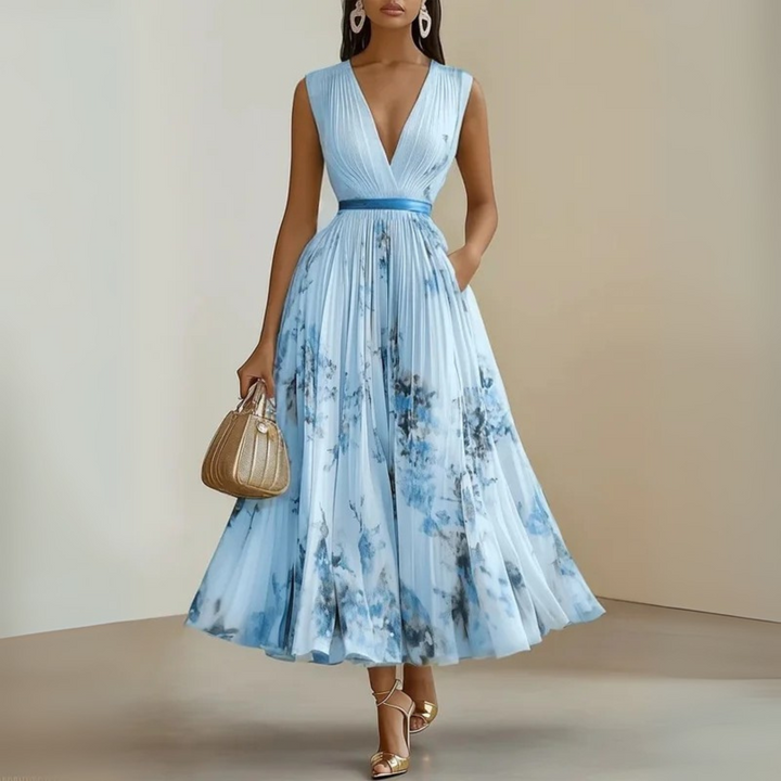 Summer Dress For Women | Midi V-Neck Floral Fit