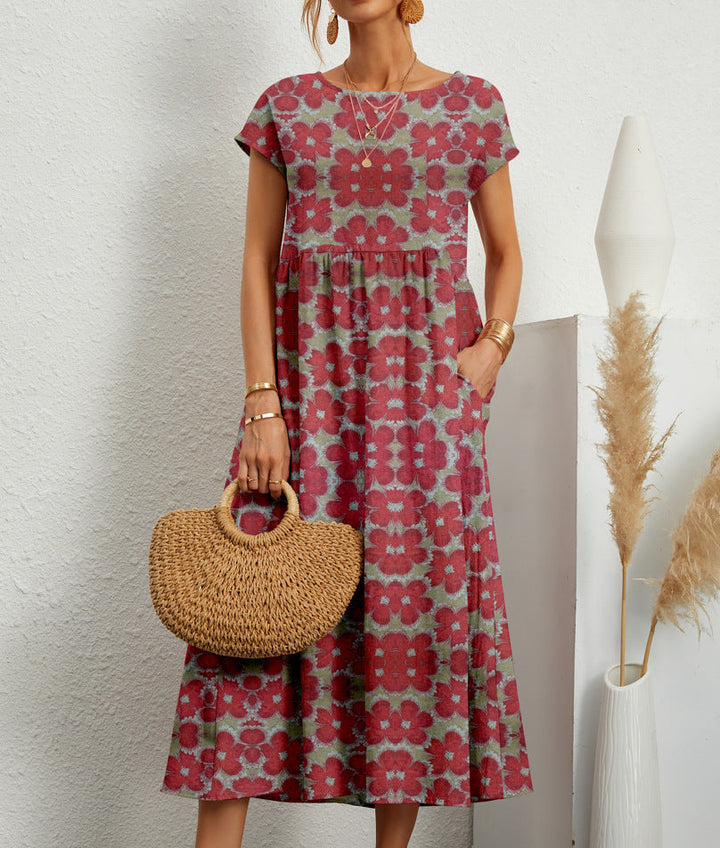Casual Dress for Women | Floral Midi Dress with Pockets